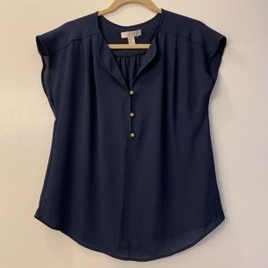 Forever 21 Navy Shirt with Gold Tone Buttons